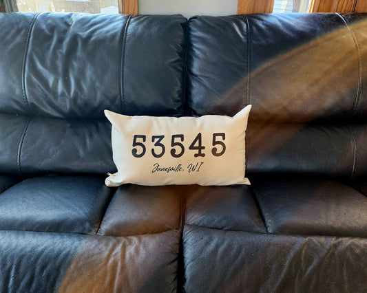 Zip code pillow case